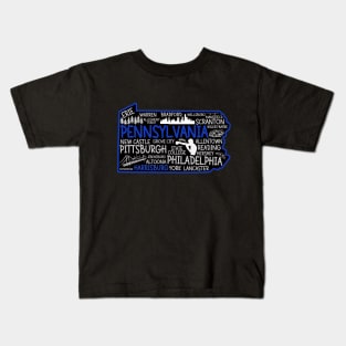 Harrisburg Pennsylvania cute map, Erie, Bethlehem, Scranton, Lancaster, Levittown, Kids T-Shirt